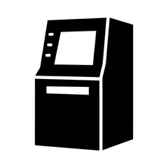 Simple Black and White Silhouette of an Automated Teller Machine ATM