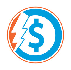 Thunder Money logo vector template. flash dollar logo design icon vector illustration.
