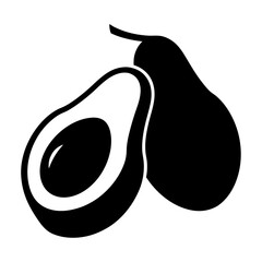 Monochrome avocado halves vector illustration for culinary and healthy food designs