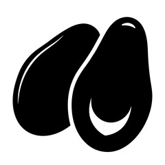 Stylized avocado halves in black and white simple vector illustration format