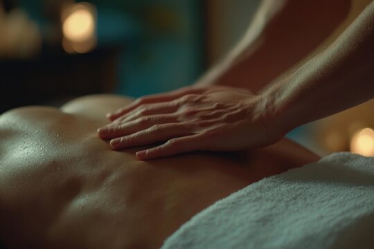 Closeup Spa Massage Of Wet Back