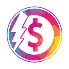Thunder Money logo vector template. flash dollar logo design icon vector illustration.