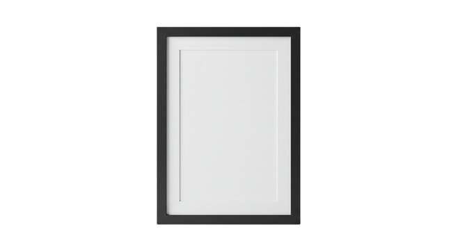 Fototapeta A black framed picture with a white mat and white center on a black background in a portrait format