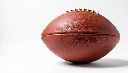 Close-up of worn leather football, white background, leather, background, oval