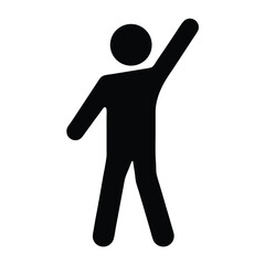 Black silhouette of a person with arm raised in victory or celebration