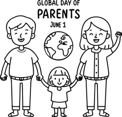 Global Day of Parents Celebration with Family Outline Design