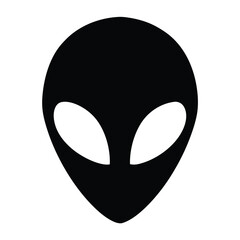 Classic Grey Alien Head Icon on a Clean White Background Illustration