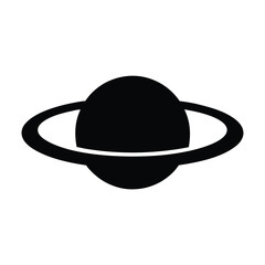 Black and White Symbolic Illustration of a Ringed Planet in Space