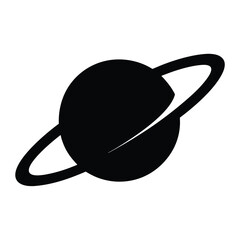 Simple minimalist black and white drawing of a ringed planet in space © Zubaraj