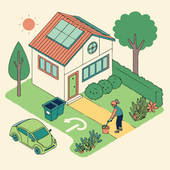 Fototapeta premium Green Living and Sustainability Concept in a Creative Illustration