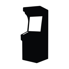 Retro Arcade Game Machine Silhouette with Blank Screen for Custom Graphics