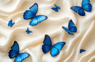 Fabric patterns, silk, butterfly wallpaper.