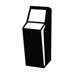 Solid black silhouette of an interactive kiosk machine on white background