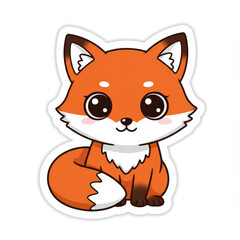 Obraz premium Cute fox cartoon illustration on white background, with copy space