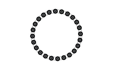 Texture chain round frame vector. Circle border chains silhouette black and white isolated on background