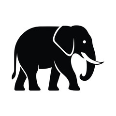 Simple Black Silhouette of an Elephant Elephant Silhouette Simple Black Art, Minimalist Black Elephant Outline,