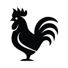 Simple Silhouette of a Rooster Minimal Rooster Silhouette Black, Rooster Simple Black White Design,