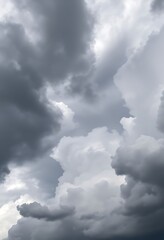 Obraz premium plane flying through a cloudy sky on a cloudy day