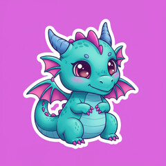 Cartoon baby dragon, on pink backdrop, for children's designs