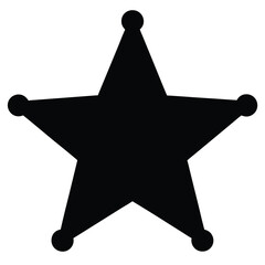 Black five pointed star sheriff badge representing law and order symbol