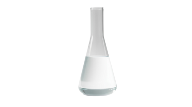 Photo of empty glass Erlenmeyer flask isolated on transparent background.png