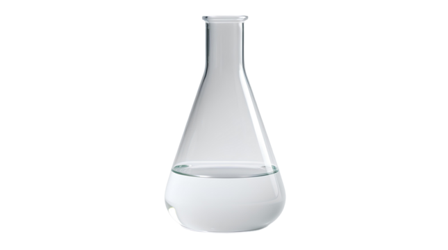 Photo of empty glass Erlenmeyer flask isolated on transparent background.png