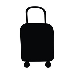 Simple Black Silhouette of a Rolling Suitcase Ready for Holiday Travel