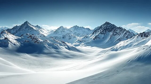 Snowy mountain range landscape