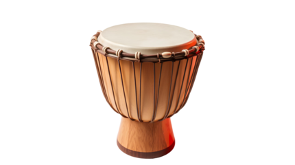 Photo of traditional African djembe drum isolated on transparent background.png