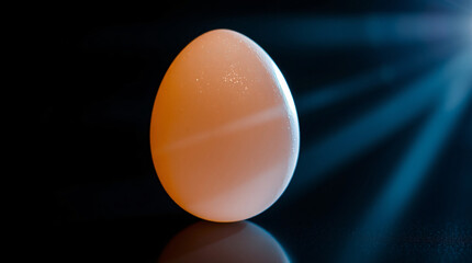 A vibrant neon egg glowing with blue and yellow lights, set against a dark background.