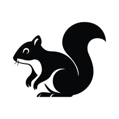 Simple Black Silhouette of a Squirrel Squirrel Silhouette Black Simple Art, Minimalist Squirrel Black White Design,