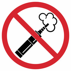 No vaping sign featuring electronic cigarette with vapor cloud inside red circle