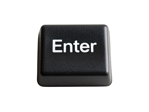 Isolated Computer Keyboard ENTER Key Button on Transparent PNG Background – Modern Typing and Technology Interface Element