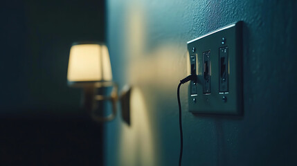 Wall Light Switch with Lamp and Plug