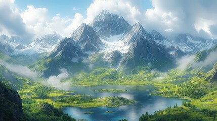 Drone view, panoramic view of forest and fields, aerial view, orange sky and gray clouds, sunset sun. Ariel view of the forests, fields, lake sky, sun, clouds, rivers, bays.