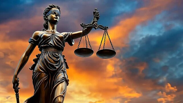 Lady Justice: Symbol of Equality and Fairness at Sunset