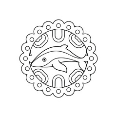 Dolphin mandala coloring page design for creative kids and adults relaxation outlines