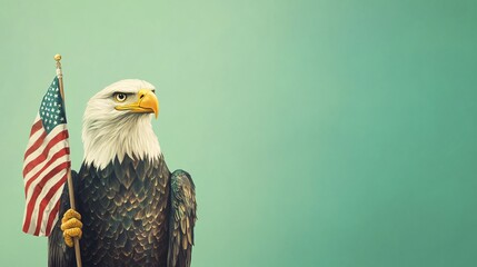 An American Eagle Holding the Flag on the Independence Day Great Holiday Celebration