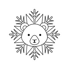 Obraz premium Cute Polar Bear Face in Snowflake Winter Design Illustration