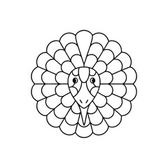 Stylized turkey illustration minimalist outline design for thanksgiving decor and creative projects