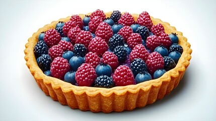 Golden Crust Tart Filled with Fresh Mixed Berries and Fruit Toppings