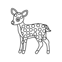 Cute fawn with polka dots coloring page for kids educational activity and creative design template