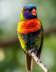 Obraz premium Vibrant Rainbow Lorikeet Perched on Branch