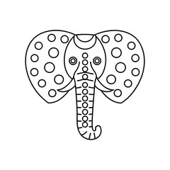 Minimalist elephant outline design featuring circular patterns for coloring pages and creative projects