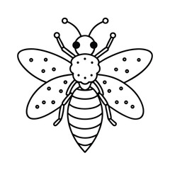 Minimalist honey bee outline illustration black and white insect graphic design for coloring book pages or educational resources