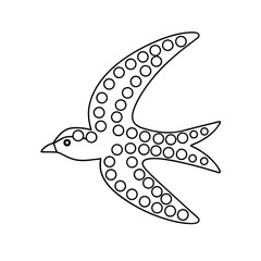 Stylized swallow silhouette with circle pattern design for creative projects and coloring pages