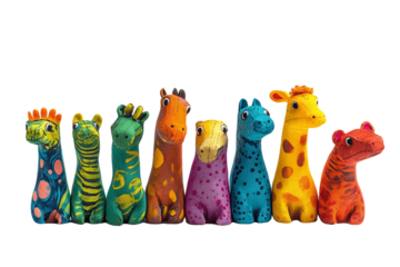 Bright finger puppets for imaginative play.