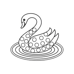 Swan outline with circles on water surface for educational activity and creative design