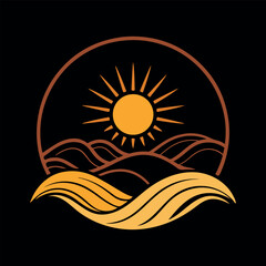 Obraz premium a minimalist logo with a stylized sun with black background 