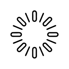 Circular arrangement of short lines and rounded rectangles forming a loding radial pattern design element shape